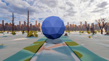 Landscape symbolize with renewable and initiatives and ways 3d render