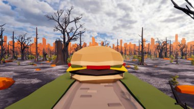 Landscape symbolize with renewable and initiatives and ways 3d render