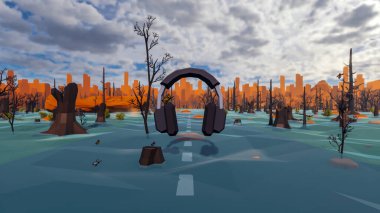 Landscape symbolize with renewable and initiatives and ways 3d render