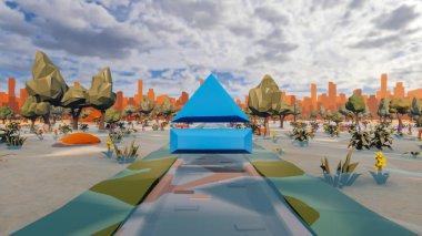 Landscape symbolize with renewable and initiatives and ways 3d render