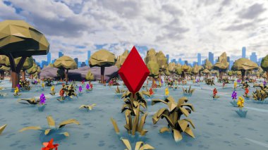 Landscape symbolize with renewable and initiatives and ways 3d render