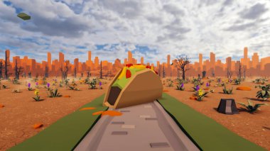 Landscape symbolize with renewable and initiatives and ways 3d render