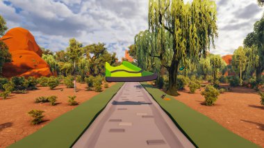 Landscape symbolize with renewable and initiatives and ways 3d render