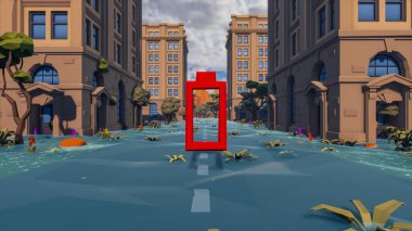 Landscape symbolize with renewable and initiatives and ways 3d render