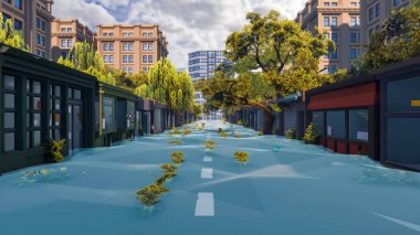 Landscape symbolize with renewable and initiatives and ways 3d render