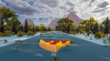 Landscape symbolize with renewable and initiatives and ways 3d render