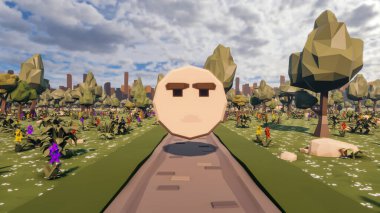 Landscape symbolize with renewable and initiatives and ways 3d render