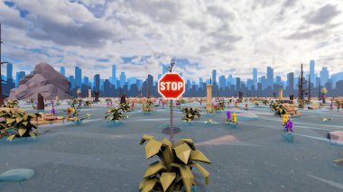 Landscape symbolize with renewable and initiatives and ways 3d render