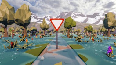 Landscape symbolize with renewable and initiatives and ways 3d render