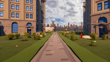 Landscape symbolize with renewable and initiatives and ways 3d render