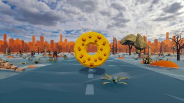 Landscape symbolize with renewable and initiatives and ways 3d render