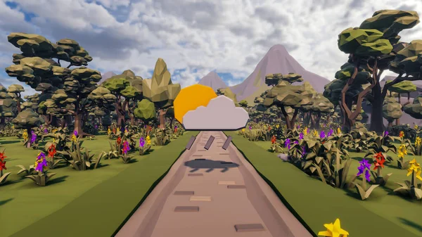 Landscape symbolize with renewable and initiatives and ways 3d render