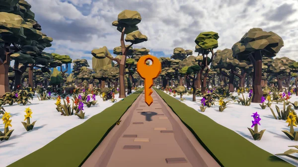 Landscape symbolize with renewable and initiatives and ways 3d render