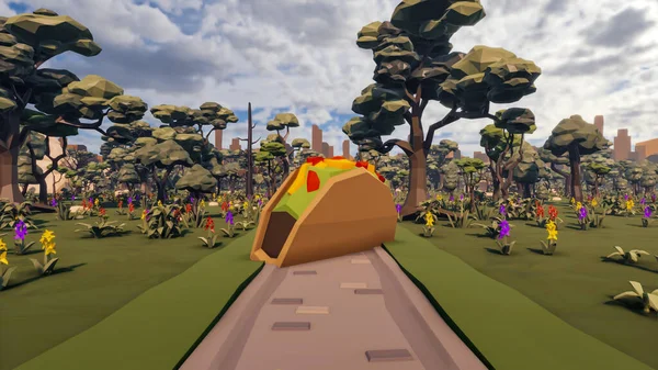 Landscape symbolize with renewable and initiatives and ways 3d render