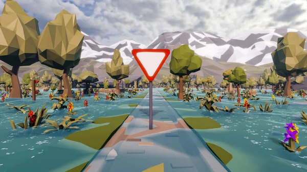 Landscape symbolize with renewable and initiatives and ways 3d render