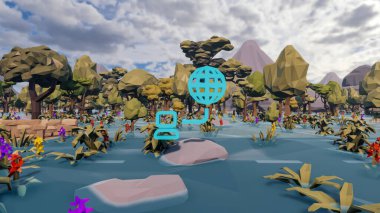 Sürdürülebilir kalkınma hedefleri için grafiksel kaynaklar biyolojik çeşitlilik büyüyen bir ekonomi ve ekoloji 3D yorumlama ve düşük polyester