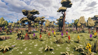 Sürdürülebilir kalkınma hedefleri için grafiksel kaynaklar biyolojik çeşitlilik büyüyen bir ekonomi ve ekoloji 3D yorumlama ve düşük polyester