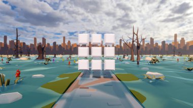 Sürdürülebilir kalkınma hedefleri için grafiksel kaynaklar biyolojik çeşitlilik büyüyen bir ekonomi ve ekoloji 3D yorumlama ve düşük polyester