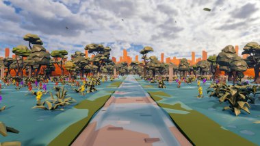 Sürdürülebilir kalkınma hedefleri için grafiksel kaynaklar biyolojik çeşitlilik büyüyen bir ekonomi ve ekoloji 3D yorumlama ve düşük polyester