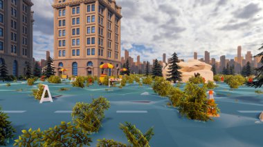 Sürdürülebilir kalkınma hedefleri için grafiksel kaynaklar biyolojik çeşitlilik büyüyen bir ekonomi ve ekoloji 3D yorumlama ve düşük polyester