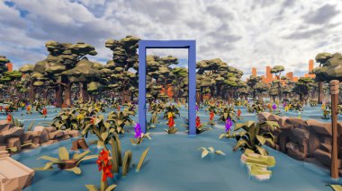 Sürdürülebilir kalkınma hedefleri için grafiksel kaynaklar biyolojik çeşitlilik büyüyen bir ekonomi ve ekoloji 3D yorumlama ve düşük polyester