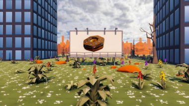 Sürdürülebilir kalkınma hedefleri için grafiksel kaynaklar biyolojik çeşitlilik büyüyen bir ekonomi ve ekoloji 3D yorumlama ve düşük polyester