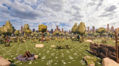 Sürdürülebilir kalkınma hedefleri için grafiksel kaynaklar biyolojik çeşitlilik büyüyen bir ekonomi ve ekoloji 3D yorumlama ve düşük polyester