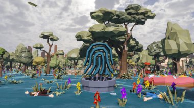 Sürdürülebilir kalkınma hedefleri için grafiksel kaynaklar biyolojik çeşitlilik büyüyen bir ekonomi ve ekoloji 3D yorumlama ve düşük polyester