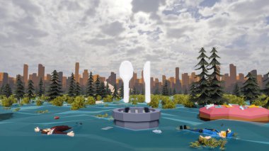 Sürdürülebilir kalkınma hedefleri için grafiksel kaynaklar biyolojik çeşitlilik büyüyen bir ekonomi ve ekoloji 3D yorumlama ve düşük polyester