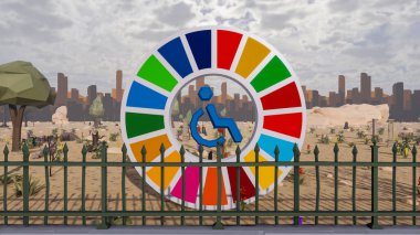 Sürdürülebilir kalkınma hedefleri için grafiksel kaynaklar biyolojik çeşitlilik büyüyen bir ekonomi ve ekoloji 3D yorumlama ve düşük polyester