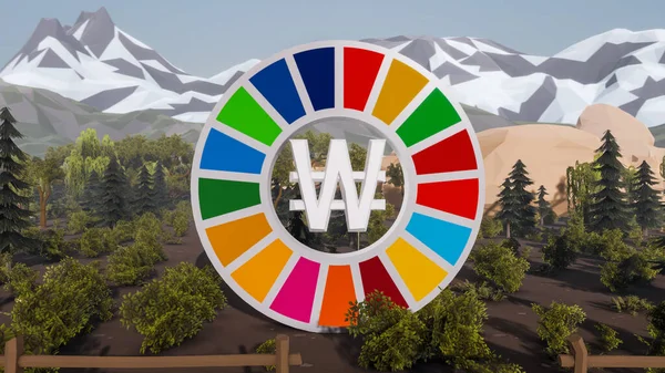 Graphic resources for sustainable development goals biodiversity a growing economy and ecology 3D render and low poly