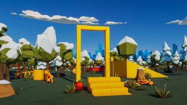 Sürdürülebilir kalkınma hedefleri için grafiksel kaynaklar biyolojik çeşitlilik büyüyen bir ekonomi ve ekoloji 3D yorumlama ve düşük polyester