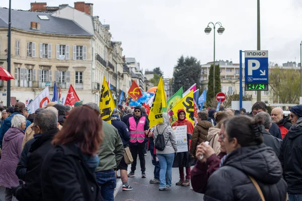 Perigueux France April 2023 Demonstration Mot Pensionsreformen President Macrons Regering — Stockfoto