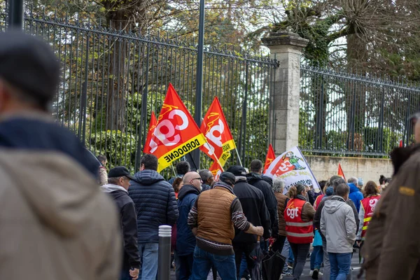 stock image perigueux france april 13 2023 : demonstration against the pension reform under the government of President Macron