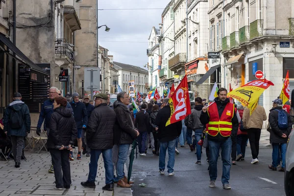 stock image perigueux france april 13 2023 : demonstration against the pension reform under the government of President Macron