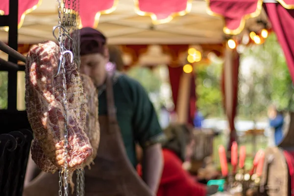 stock image Perigueux France April 15 2023 : Food stalls during the medieval fair in Perigueux