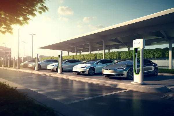 a Electric Vehicles Revolution: Driving Towards a Sustainable Future. Illustration 3D