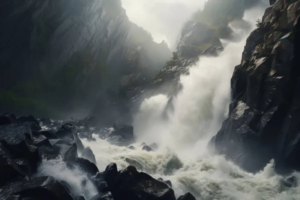 Величественные Водопады Запечатлеть Мощную Красоту Природы Движении Трехмерная Модель — стоковое фото