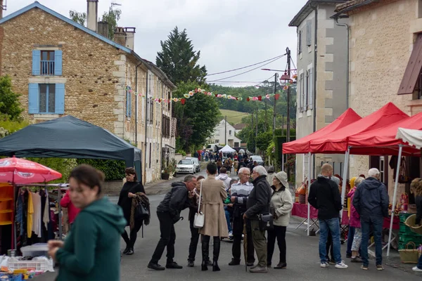 stock image Vergt, Dordogne, France May 22 2023 : Strawberry's party in a rural city