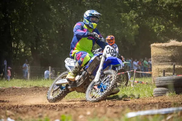 Dordogne France Травня 2023 Mud Grit Glory Chronicles Motocross Rider — стокове фото