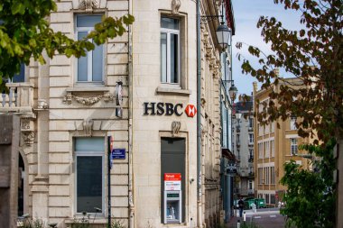 Limoges, Haute Vienne, France June 18 2023 : Financial Services with Global Reach at HSBC clipart