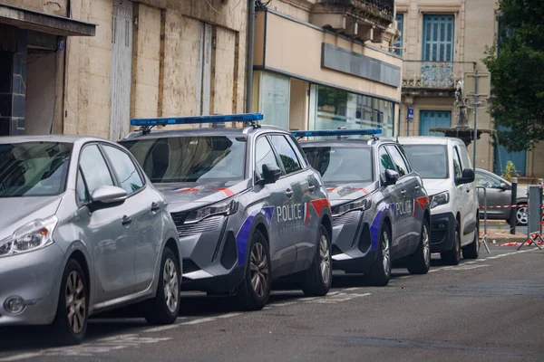 Dordogne France July 2023 National Police Cars Parked Together Symbolizing — Stock Photo, Image