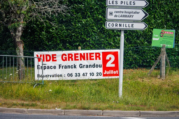 Dordogne Francia Julio 2023 Banner Publicidad Mercadillo Local Junto Carretera — Foto de Stock