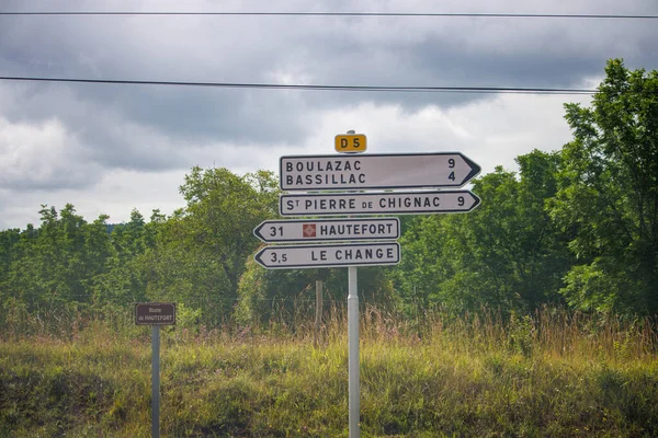 Дордонь Франція Липня 2023 Спрямовані Дорожні Знаки — стокове фото