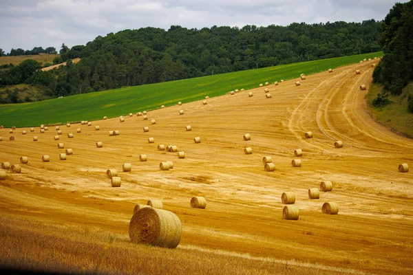 Dordogne França Julho 2023 Hay Bales Field — Fotografia de Stock