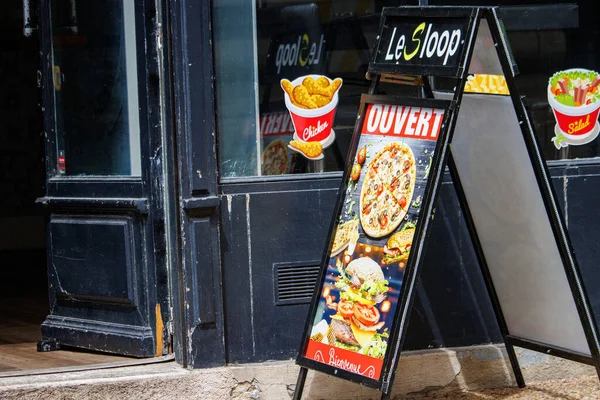 Dordogne France July 2023 Sign Indicating Sloop Restaurant Open — Stock Photo, Image