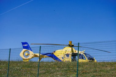 Perigueux, Dordogne, Fransa 14 Temmuz 2023: SAMU Helikopteri, Hastane Acil Durumu