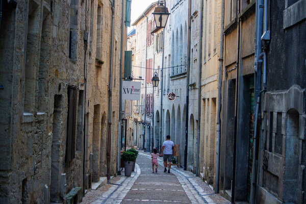 Perigueux, Dordogne, France July 14 2023: Pedestrian Street of Perigueux, Tourism Attraction