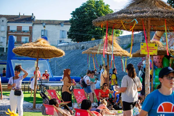 Perigueux Dordogne Francja Lipca 2023 Aktywność Sportowa Plaży Wellness Zabawa — Zdjęcie stockowe