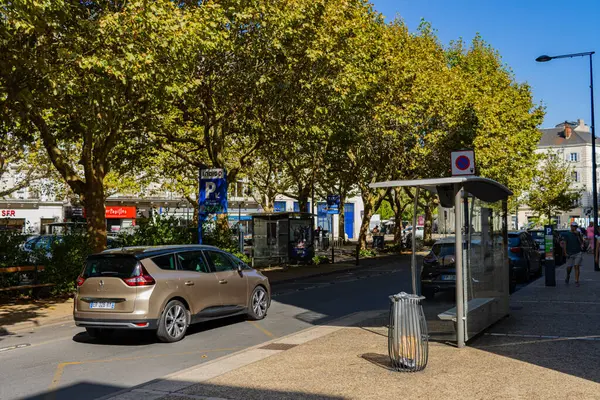 stock image Perigueux, France September 11, 2023: Waiting in Line: The Daily Commute at a Perigueux Bus Stop.